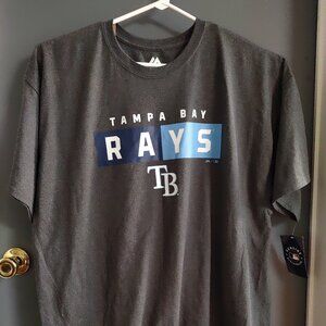 Tampa Bay Rays Men's 3XL XXXL Short Sleeve T-Shirt Gray White Blue Majestic